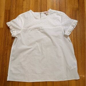 Brooks Brothers Red Fleece Women’s Size Us 12 White short sleeve blouse (b2)